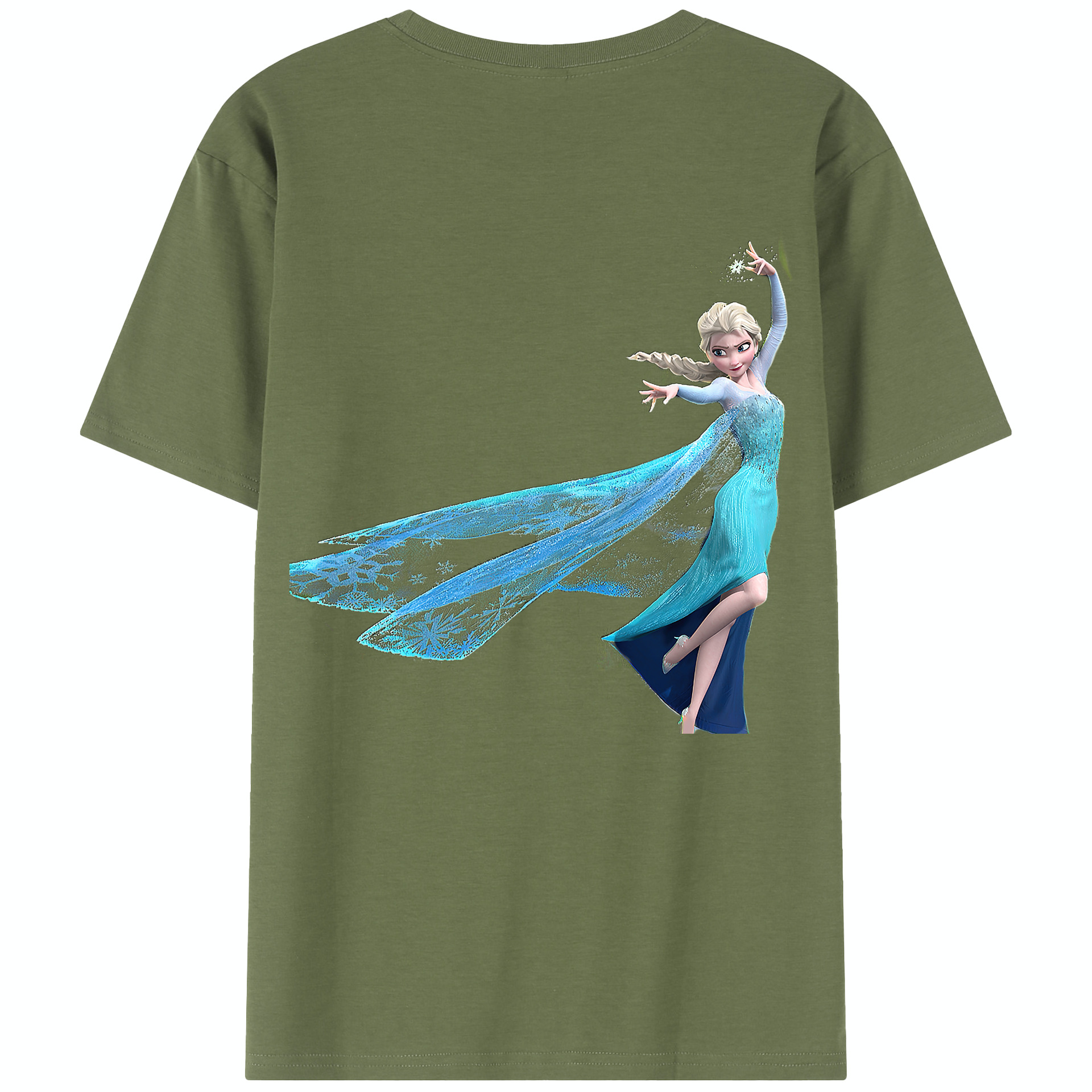 （画像用） アナと雪の女王 アンナ エルサ Frozen Anna Elsa 綿100％半袖Tシャツ（背面プリント）